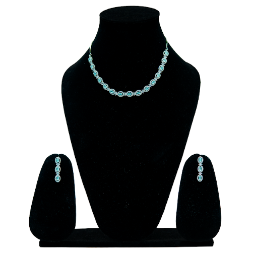 Elegant Green Stone Necklace with Matching Earrings for Women